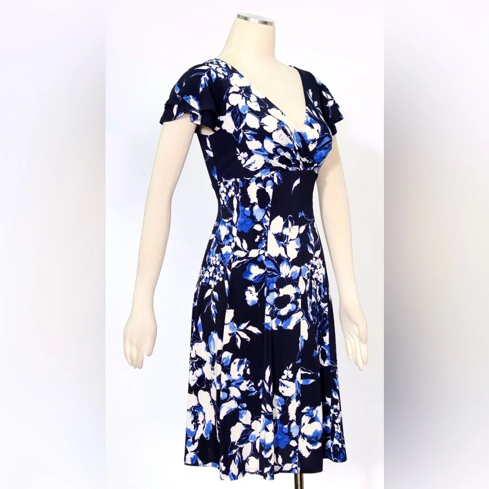 Lauren Ralph Lauren Floral Black Cap Sleeve Dress - Picture 2 of 4